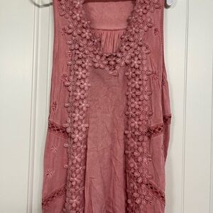 Floral Embroidered Pink Women's Top